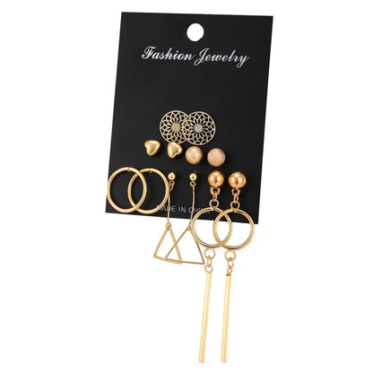 17KM 30 Boho Tassel Earrings Bohemian Long Earrings Set for Women Brincos Geometric Fabric Drop Earring Female Fashion Jewelry
