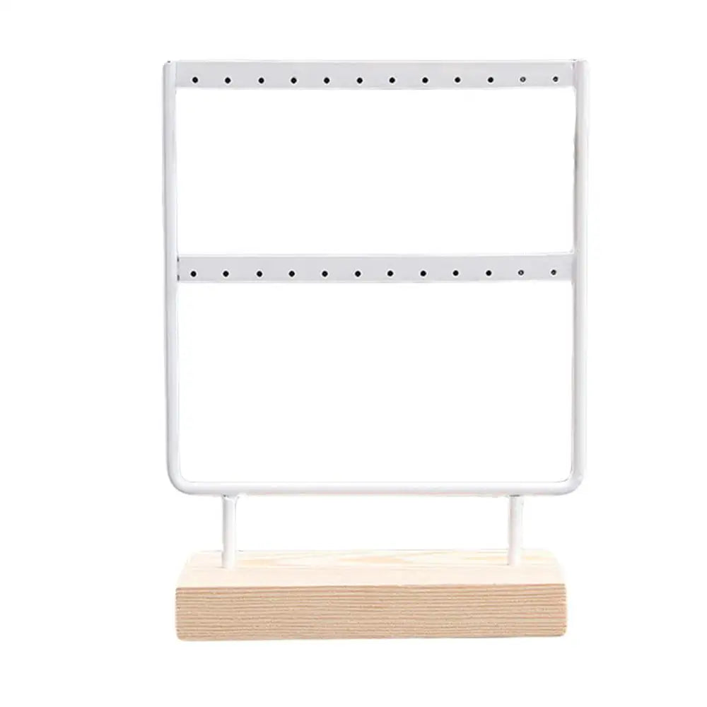 New Fashion 24/44 Creative Wooden Holes Black/White Earrings Ear Studs Jewelry Display Stand Organizer 2 Layers Jewelry Rack