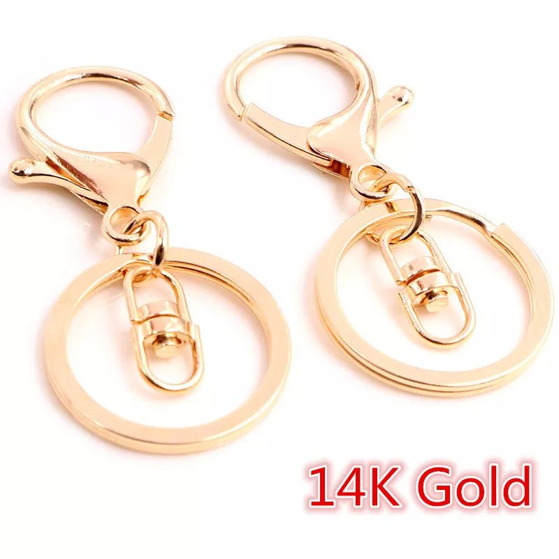 5pcs/Lot 30mm Key Ring Long 70mm Popular Classic 11 Colors Plated Lobster Clasp Key Hook Chain Jewelry Making for Keychain
