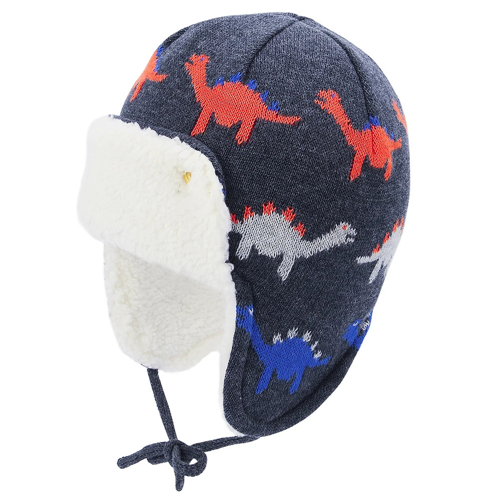 Winter Warm Cartoon Animal Baby Hats Infant Toddlers Boys Girls Warm Caps Soft Eargflap Hat Beanies Cap Pilot Cap for 0-4 Years