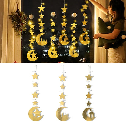 Eid Mubarak Moon Star Light Decor Islam Ramadan Decorations for Home 2024 Islamic Muslim Party Ramadan Kareem Eid Al-Adha