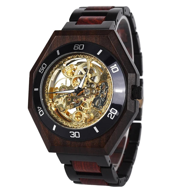 Wooden Automatic Mechanical Watch Men Wristwatch BOBO BIRD Top Luminous Hands Clock Custom Relogio Masculino