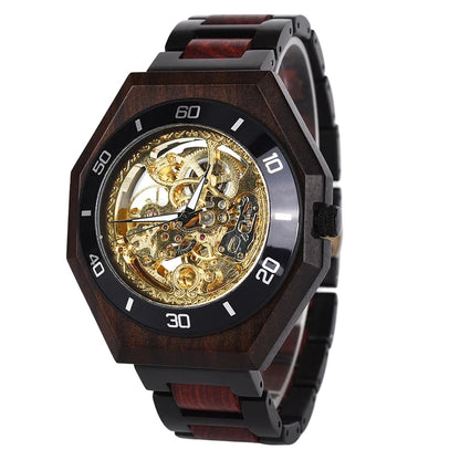 Wooden Automatic Mechanical Watch Men Wristwatch BOBO BIRD Top Luminous Hands Clock Custom Relogio Masculino