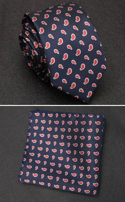 XGVOKH Men Tie Cravat Set Fashion Wedding Ties for Men Hanky Necktie Dot Striped Gravata Jacquard Tie Social Party Accessories