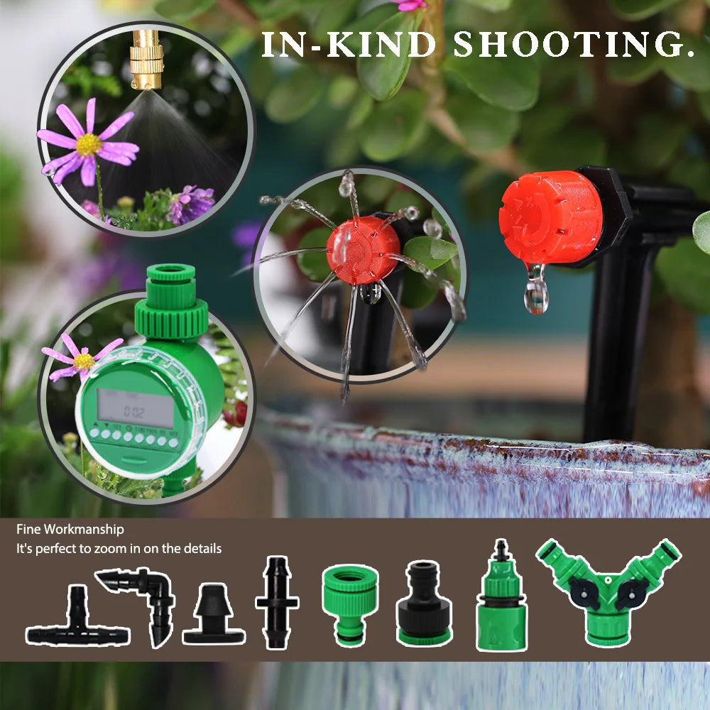 MUCIAKIE 5m-50m Automatic Garden Watering System Kits Self Garden Irrigation Watering Kits Micro Drip Mist Spray Cooling System