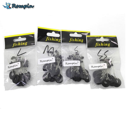 Rompin 10pcs/Lot 6 in 1 Size SS/S/M/L Black Rubber Oval Stopper Fishing Bobber Float Connector Fishing Tackle Accessories