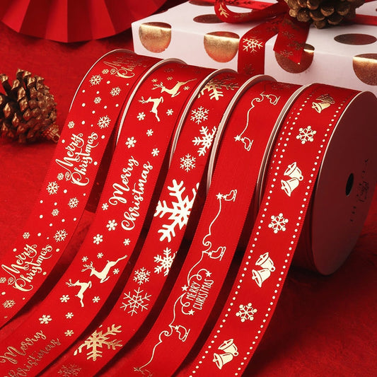 5yards 1inch 25mm Christmas Ribbon Printed Christmas Polyester Ribbon for Handmade Design Christmas Decoration DIY