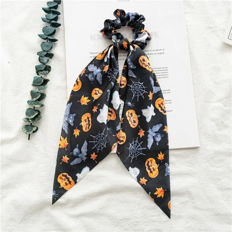 Santa Claus Bows Hair Scrunchies Long Ribbon Ponytail Scarf  Hair Tie Women Girls Elastic Hair Bands Christmas Hair Accessories