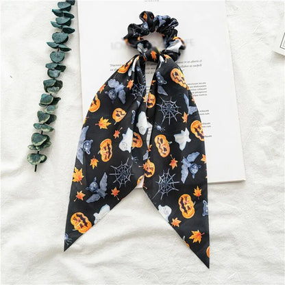 Santa Claus Bows Hair Scrunchies Long Ribbon Ponytail Scarf  Hair Tie Women Girls Elastic Hair Bands Christmas Hair Accessories