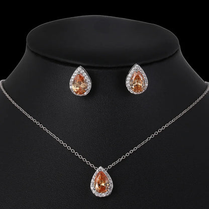 Nigerian Water Drop Cubic Zirconia Wedding Jewelry Sets Inlay Luxury Crystal Bridal Jewelry Set for Bridesmaids AS099