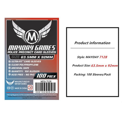 100 Sleeves Board Games MAYDAY Card Game Sleeve Protector Protective Clear Cards Sleeves