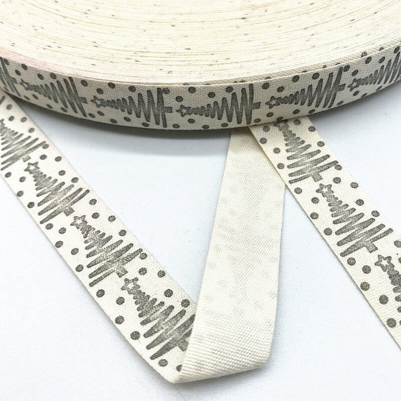 New 5yards 15mm Christmas Printed Polyester Cotton Ribbon DIY Wedding Christmas Party