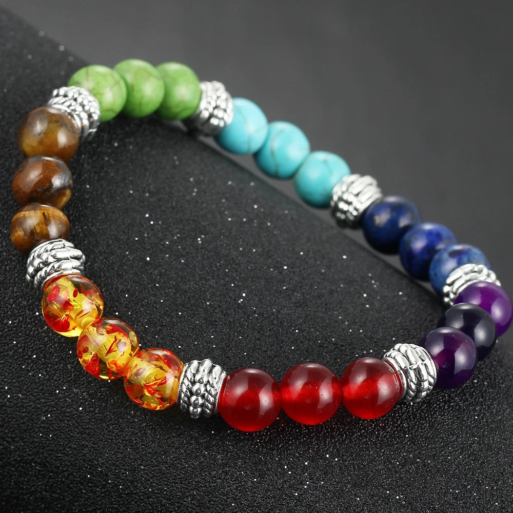 If ME F7 Chakra Bracelet Men Black Lava Healing Balance Beads Reiki Buddha Prayer Natural Stone Yoga Bracelet Women Jewel