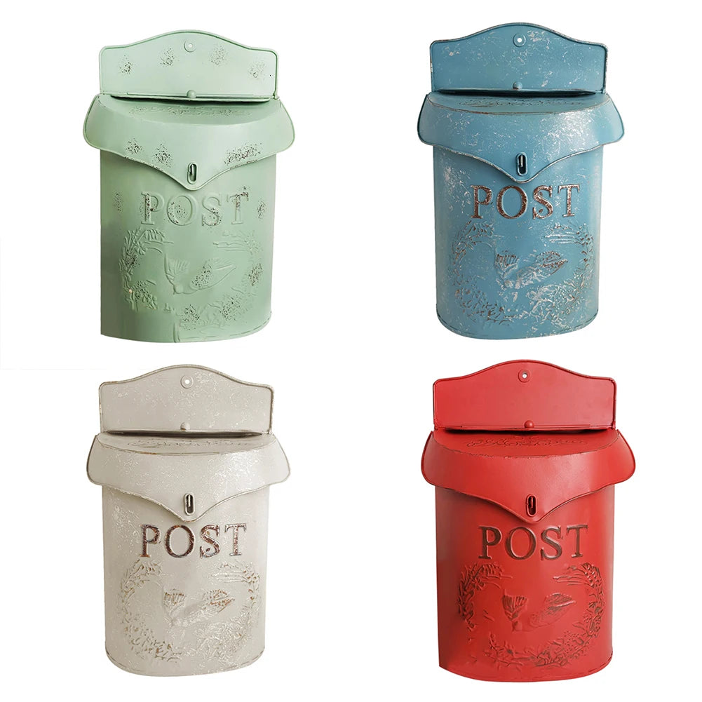 European Style Iron Retro Mailbox, Sealed Suggestion Box, Newspaper Mailbox, Wedding Garden Decoration Home Mailbox Post Box