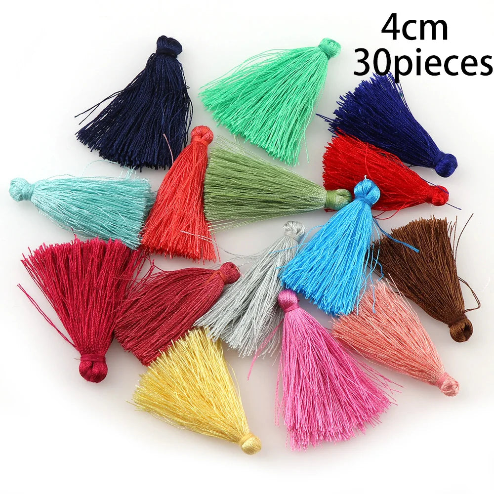 10~30pcs Mixed Types Tassel Findings Flower Silk Polyester Charms Pendant Drop Earring Tassel for Jewelry DIY Graft Making