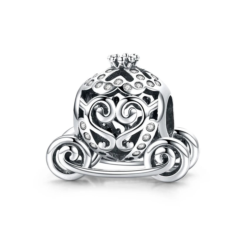 BISAER 925 Sterling Silver Blue Travel Suitcase Charm Pink Car Pendant Family House Home Beads Fit Women Bracelet DIY Jewelry