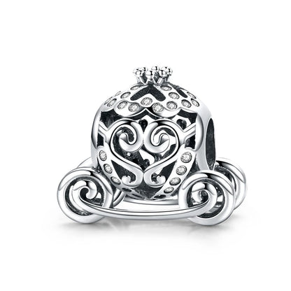 BISAER 925 Sterling Silver Blue Travel Suitcase Charm Pink Car Pendant Family House Home Beads Fit Women Bracelet DIY Jewelry