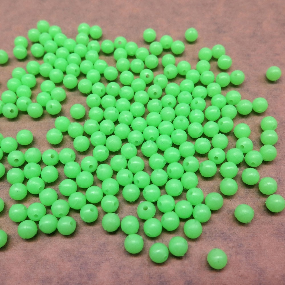 200 PCS Hard Glowing Plastic Beads Floats Round Stopper Luminous Fishing Accessories