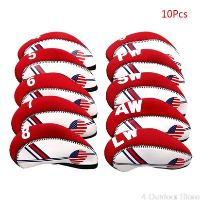 9/10/12Pcs Portable PU Golf Club Iron Head Covers Protector Golfs Head Cover Set D11 19 Dropship