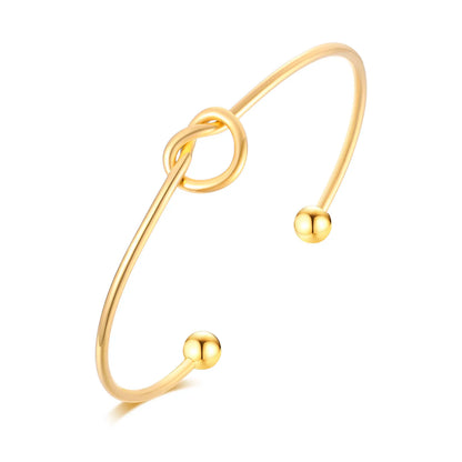 Trendy Round Circular Open Knot Cuff Bangle Bracelets for Women Elegant GoldColor Jewelry Noeud Armband Pulseiras