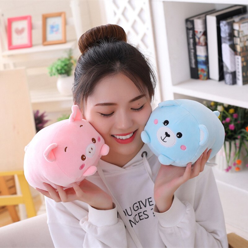 9 Styles Animal Fat Dinosaur Pig Cat Bear Plush Toy Soft Cartoon Panda Hamster Elephant Deer Stuffed Doll Baby Girl Pillow