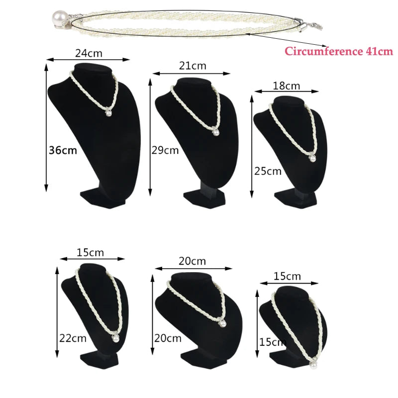 Model Bust Show Exhibitor 6 Options Black Velvet Jewelry Display Necklace Pendants Mannequin Jewelry Stand Organizer