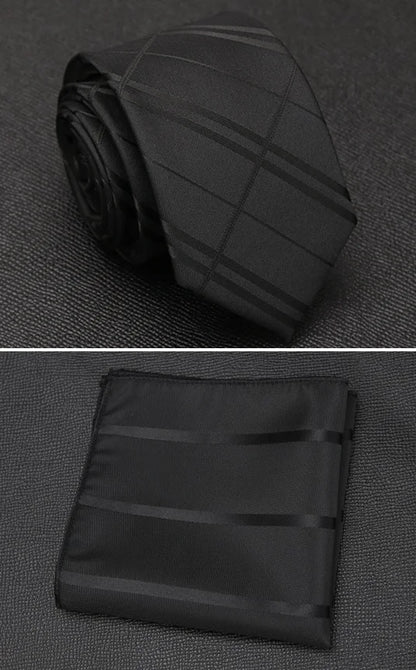 XGVOKH Men Tie Cravat Set Fashion Wedding Ties for Men Hanky Necktie Dot Striped Gravata Jacquard Tie Social Party Accessories