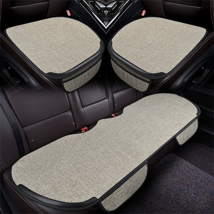Flax Car Seat Covers Front Rear Full Set Choose Car Seat Cushion Linen Fabric Seat Pad Protector Car Accessories Anti-Slip