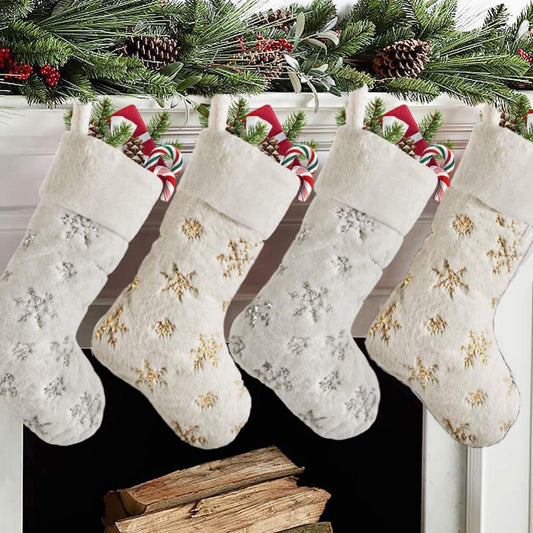 New Year Christmas Stocking Xmas Candy Bag Snowflake Christmas Decorations for Home Navidad Sock Christmas Tree Decor