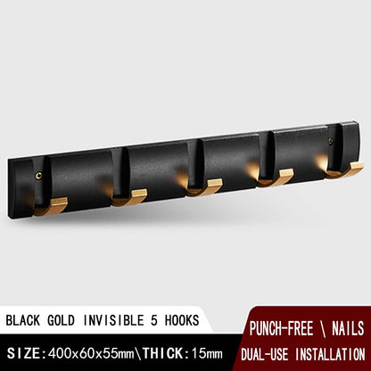 Black Golden Robe Hooks Folding Towel Hanger Nail Installation Wall Hooks C