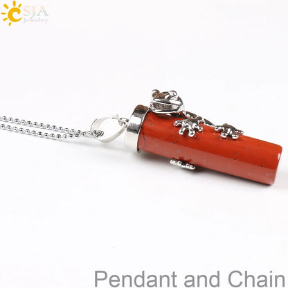 CSJA Pink Quartz Gem Power Statement Necklace Male Female Jewelry Natural Gem Stone Pendant Lovely Frog Jewellery E184