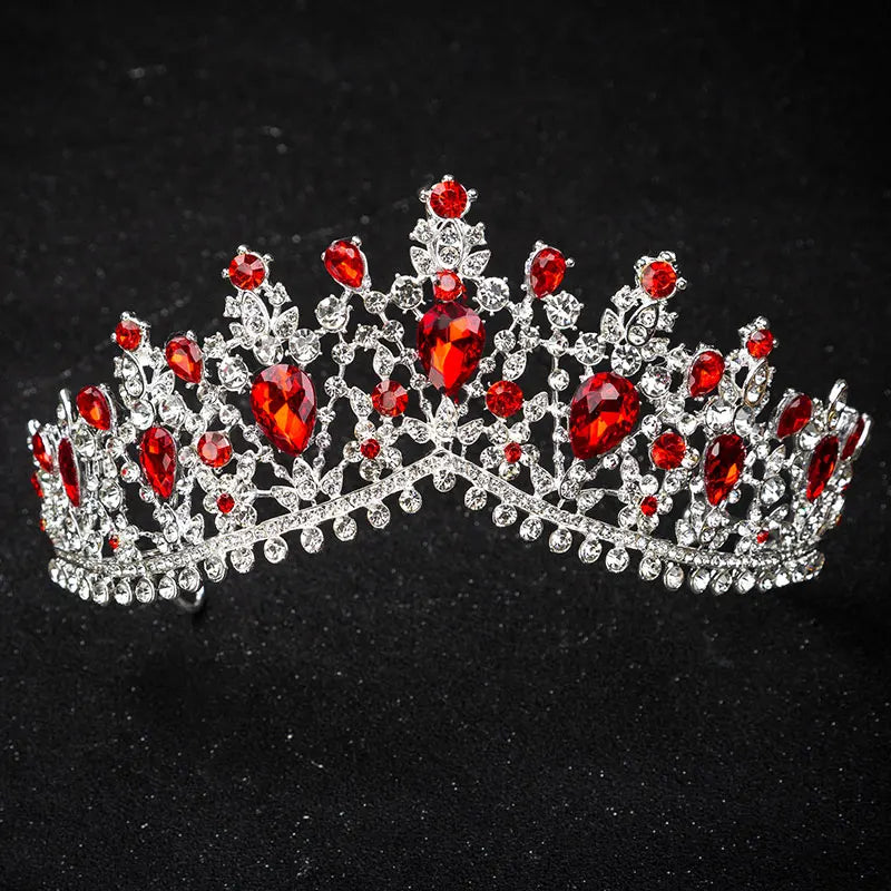 KMVEXO European Green Crystal Tiaras Vintage Black Rhinestone Pageant Crown Baroque Bridal Wedding Hair Jewelry Accessories