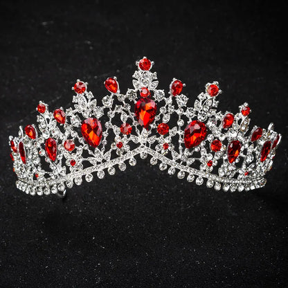 KMVEXO European Green Crystal Tiaras Vintage Black Rhinestone Pageant Crown Baroque Bridal Wedding Hair Jewelry Accessories
