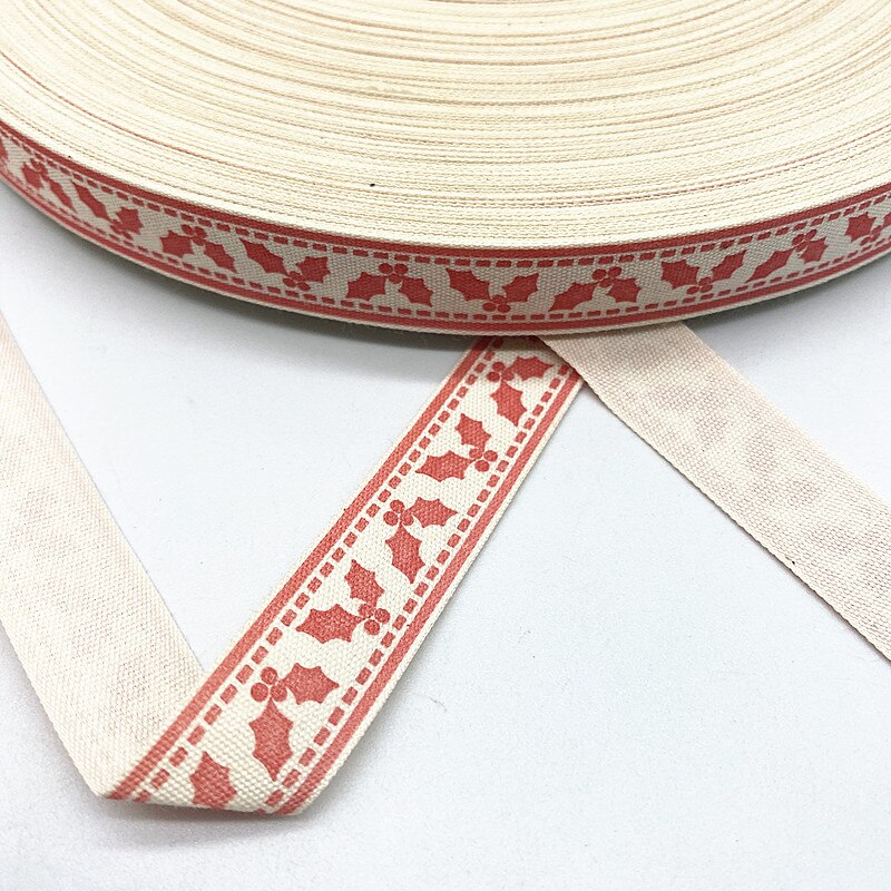 New 5yards 15mm Christmas Printed Polyester Cotton Ribbon DIY Wedding Christmas Party