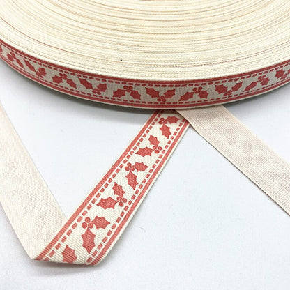 New 5yards 15mm Christmas Printed Polyester Cotton Ribbon DIY Wedding Christmas Party