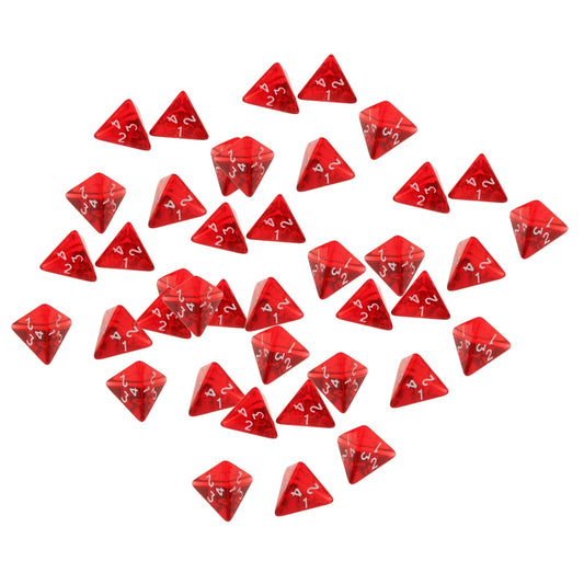40 Pieces 4 Sided Dice Set D4 for Dungeons and Dragons Board Game Red Acrylic Polyhedral Dices for TRPG Game Lovers