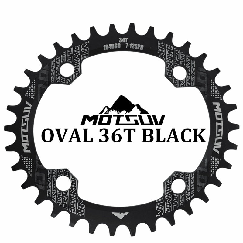 MOTSUV Bicycle Crank 104BCD 32t/34t/36t/38t Oval Chainring Narrow Wide MTB Bike Chainwheel Circle Crankset Plate Bicycle Parts