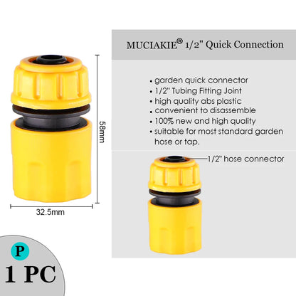 MUCIAKIE Variety Style Garden Tap 1/2" 3/4" Male Female Thread Nipple Joint 1/4" Hose Quick Connector Irrigation Water Splitters