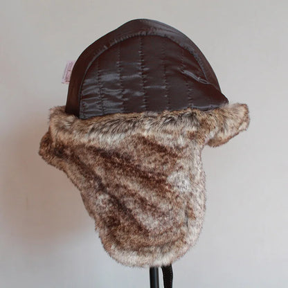 Winter Ushanka Hat Men Women's  Pilot Aviator Bomber Trapper Hat Faux Fur Leather Snow Cap With Ear Flaps