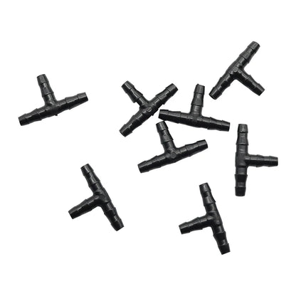 50 Pcs Sprinkler Irrigation 1/4 Inch Barb Tee Water Hose Connectors Pipe Hose Fitting Joiner Drip System for 4mm/7mm Hose