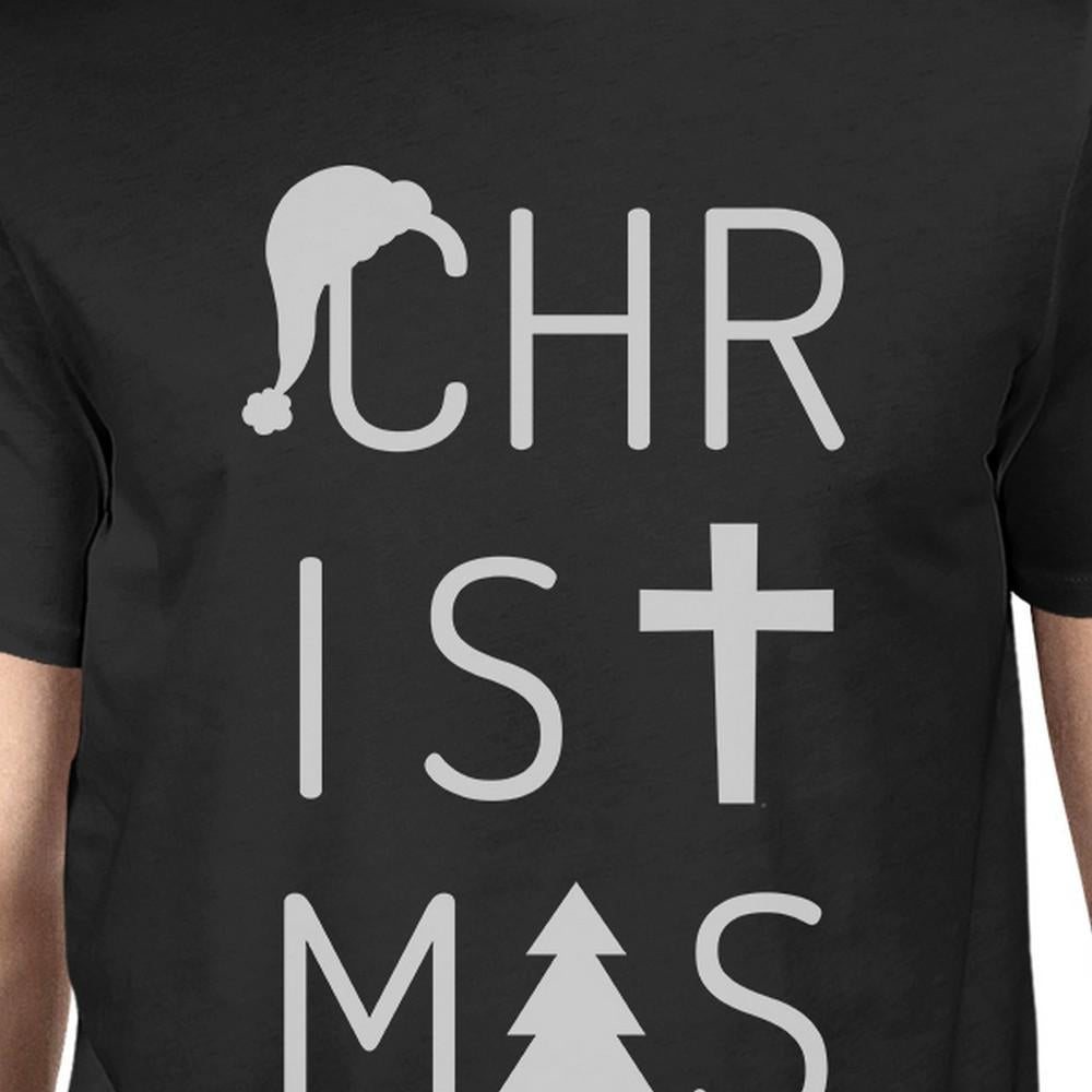 Christmas Letters Mens Black Shirt