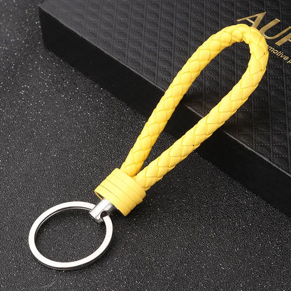 Handmade Knitted Rope Making Leather Rope Keychain for Women Men Rope for Hanging Bags Key Chain Porte Clef Chaveiro Keychains