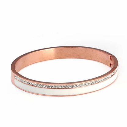Beauty Stainless Steel Ceramic Resin Women Bracelets Luxury Ladies Crystal Charm Cuff Bangles Wedding Jewelry