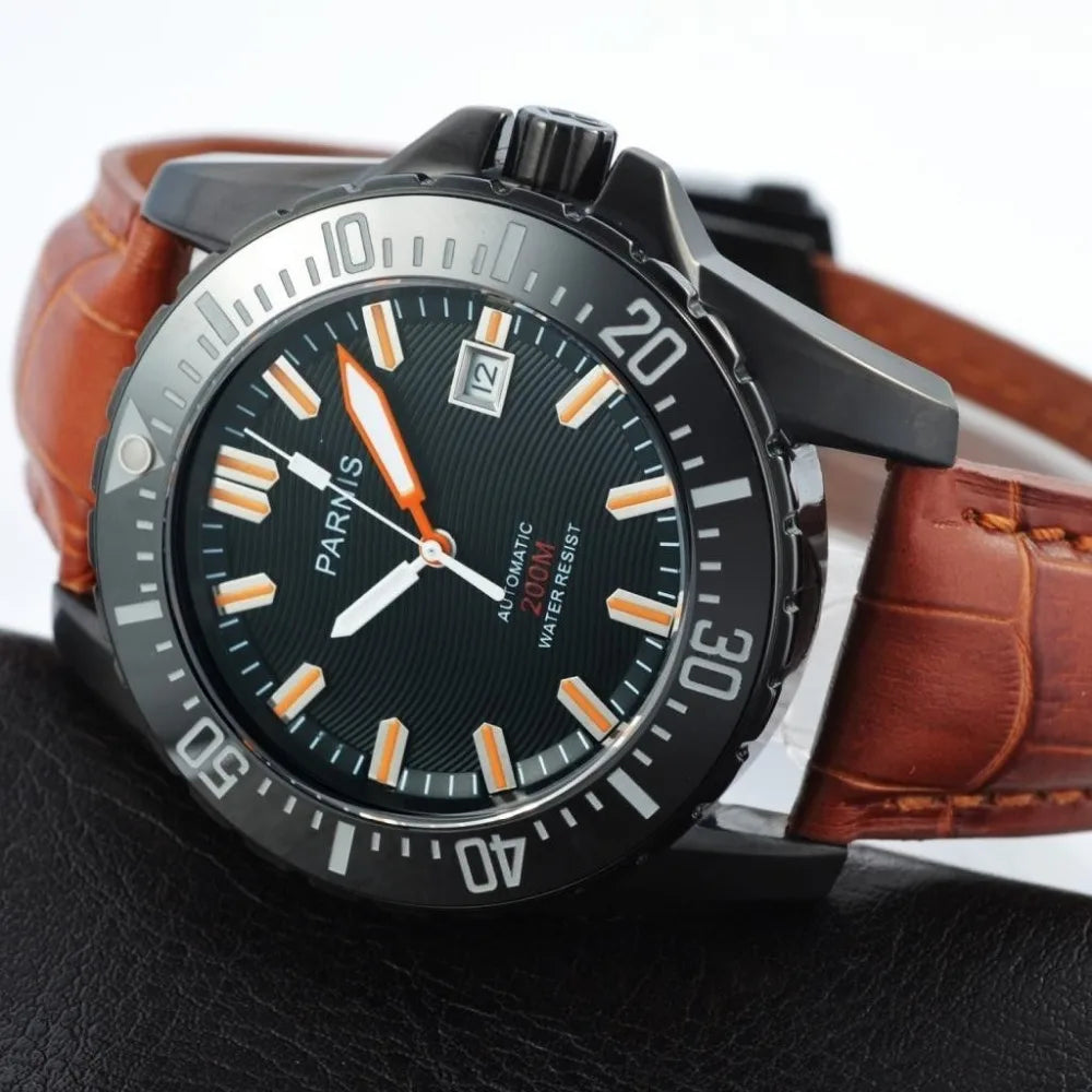 Parnis 44MM Luxury Automatic Diver Watch Waterproof 200m Stainless Steel Mechanical Men's Watches Sapphire Glass With Box