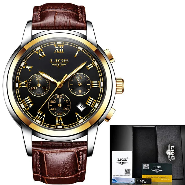 2023 Men Watch Luxury Top Brand LIGE Sport Chronograph Watches Mens Waterproof Full Steel Quartz Clock Watches Relogio Masculino