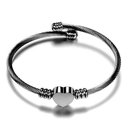 Unisex Elastic Cable Wire Bangle Stainless Steel Bracelet Screw With Removable End Plug Twisted Cuff Charm Beads Fit DIY Jewelry