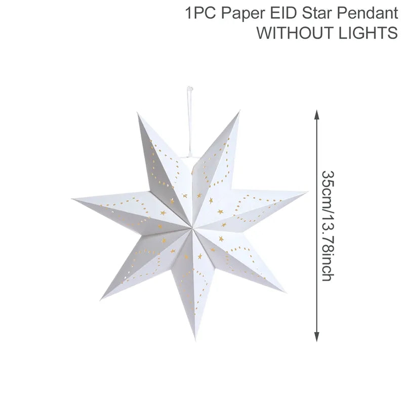 30-75cm Hollow Star Hanging Pendant Eid Mubarak Christmas Ramadan Decoration 2024 Islamic Muslim Party Decor Ramadan Kareem