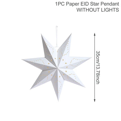 30-75cm Hollow Star Hanging Pendant Eid Mubarak Christmas Ramadan Decoration 2024 Islamic Muslim Party Decor Ramadan Kareem