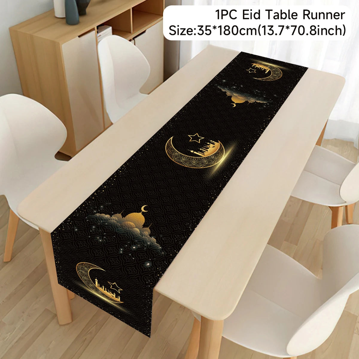 Ramadan Decor Table Runner EID Mubarak Decoration 2024 for Home Tablecloth Ramadan Kareem Islamic Muslim Party Eid Al Adha