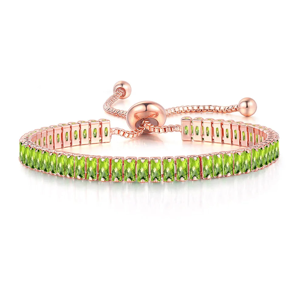 ZHOUYANG Tennis Bracelet for Woman Trendy Simple Adjustable Rose White Gold Color Bracelets Fashion Jewelry DZH009